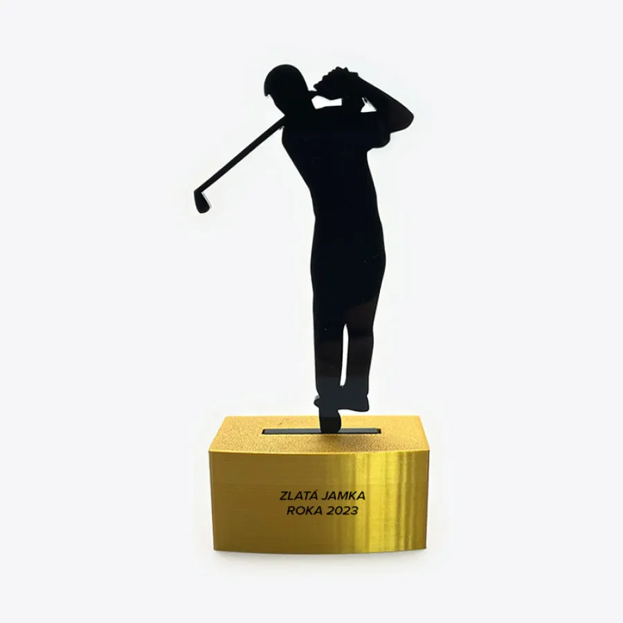 Oceňte výnimočné úspechy štýlovo s našou trofejou golfista. Personalizácia UV potlačou je samozrejmosťou. Množstevné zľavy. Kontaktujte nás.