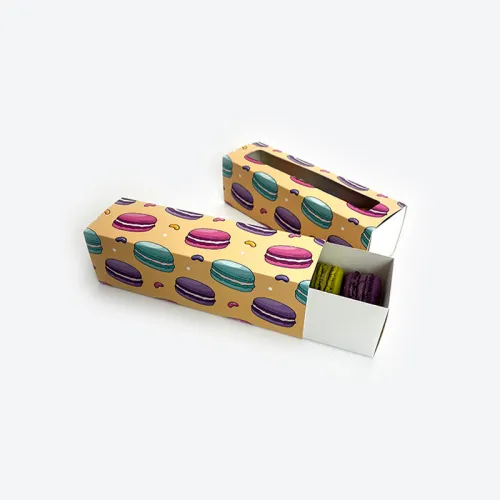 Krabička na makronky s potiskem 180x52x52 mm